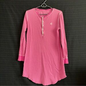 Lauren Ralph Lauren Hot Pink White Stripe Long Sleeve Night Gown Pajama Small